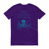 Blue octopus on purple short sleeved tshirt