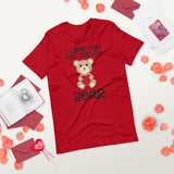 bear holding a heart red colored tshirt
