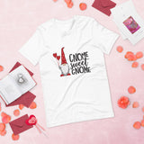 gnome sweet gnome white tshirt with cute gnome holding red heart balloons