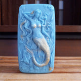 blue mermaid sewwed serenity plumeria scented goats milk soap brushed with gold mica