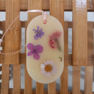 Beeswax Sachet with Pressed Flowers, Plumeria Scent