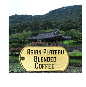 Asian plateau coffee with picture of vietnam landscape and trees