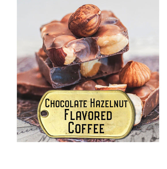 Chocolate hazelnut flavored coffee picctured with choccolate and hazelnut candy