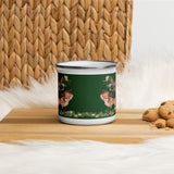Fox and Fairy enamel cup green forest background front view