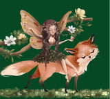 Fox and Fairy enamel cup green forest background close up picture