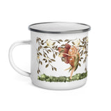 Midsummer Fairy enamel cup white background magnolia flowers