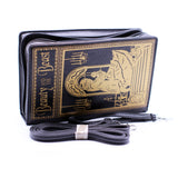 black and gold pleather clutch handbag beauty and the beast dancing open view with long strap and short strap