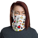 Happy Sushi White Background Face and Neck Gaiter