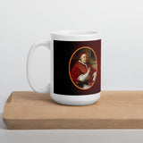 electric blue bee bop ceramic coffee cup Satans Mug with picture of Pope Clement VIII blessing the coffee bean