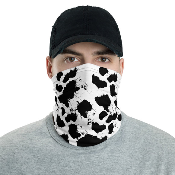 White and Black Ink Face and Neck Gaiter