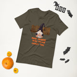 Boo Gnome will never ghost you army olive halloween tshirt with gnome and orange trick or treat lettering