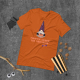 pumpkin gnome the trickster orange tshirt with wrapped candy 