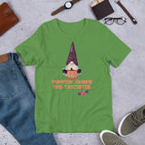 pumpkin gnome the trickster green tshirt with wrapped candy 