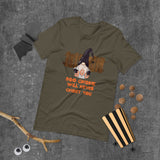 Boo Gnome will never ghost you army olive halloween tshirt with gnome and orange trick or treat lettering