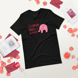 I love you a ton black tshirt with pink elephant and red hearts