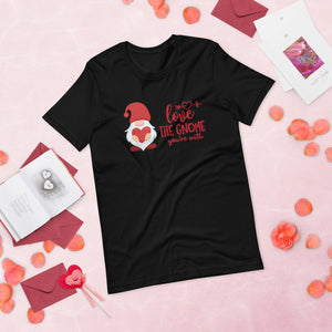 love the gnome you're with cream tshirt with gnome holding a red heart