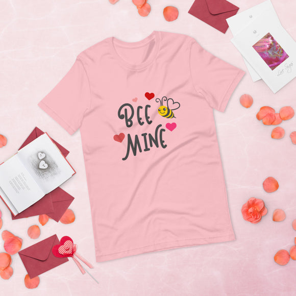Bee mine cute tshirt with bee and hearts pink valentines day shirt
