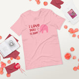 I love you a ton pink tshirt with pink elephant and red hearts