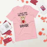 bear holding a heart pink colored tshirt