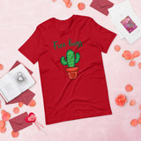 Free hugs red tshirt with green cactus in a terra cotta pot