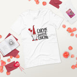 gnome sweet gnome white tshirt with cute gnome holding red heart balloons