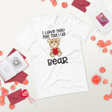 bear holding a heart white colored tshirt